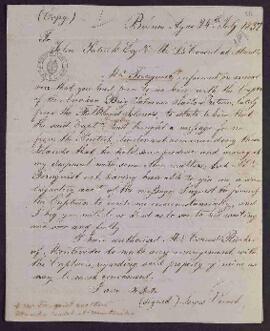 [Carta de Luis Vernet a John Patrick, Cónsul norteamericano en Montevideo].