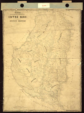 Mapa geográfico y geológico de Entre Ríos. Augusto Bravard. Impreso.