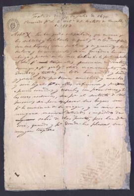 [Apunte del tratado de 8/18 de Julio 1670. Renovado por el 2° artículo del tratado de Versalles e...