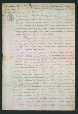 Copia de carta escrita desde Puerto Deseado con fecha de 10 de diciembre de 1789 al Excelentísimo...