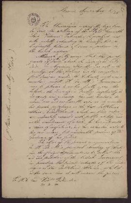 [Carta de Luis Vernet a Lord Palmerston, secretario exterior británico].