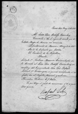 [Transcipción del decreto de José Evaristo Uriburu por el cual se nombra al Señor Rodolfo Bösembe...