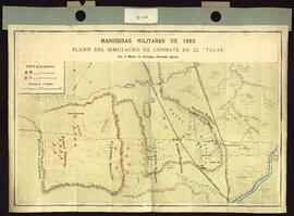 Maniobras militares de 1892. Plano del simulacro de combate en el Talar por el Mayor de Artillerí...